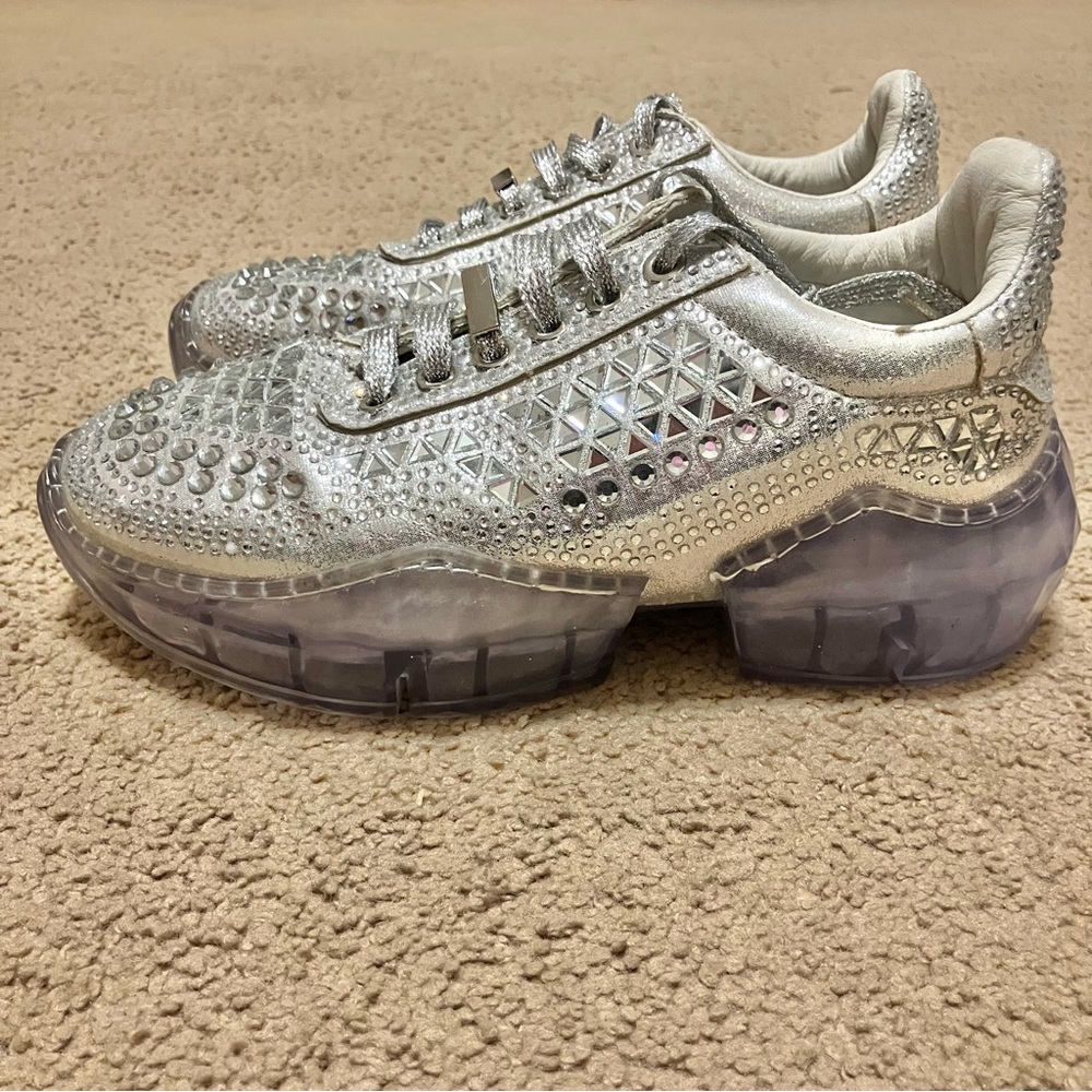 La Sheelah Size 6 Tennis Shoes Rare Mirror‎ Studded Bling *Like New*